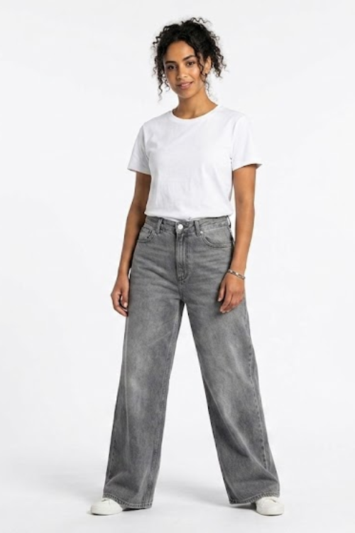 PANTALON WIDE LEG GRIS