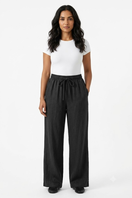 PANTALON LIN NOIR