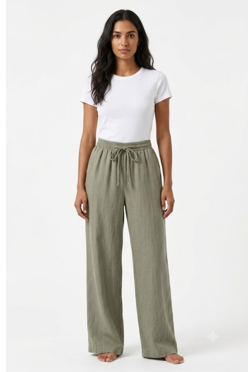 PANTALON LIN VERT
