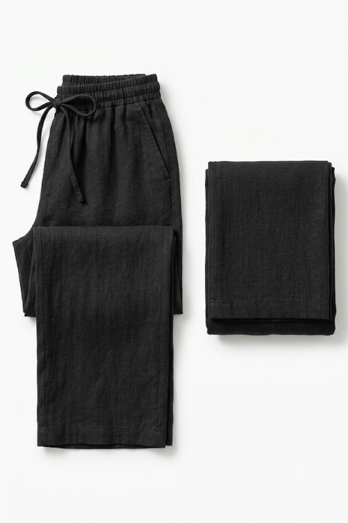PANTALON LIN NOIR – Image 3