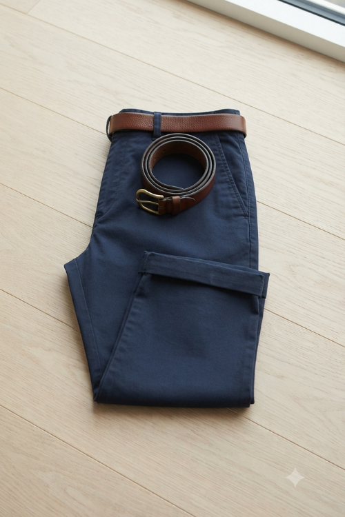 PANTALON CHINO TAPERED BLEU – Image 2