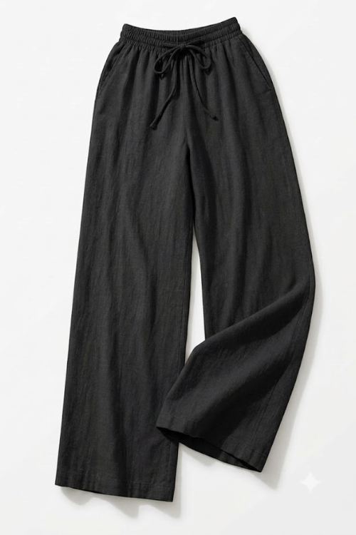 PANTALON LIN NOIR – Image 2