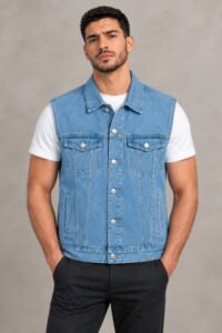 VESTE SANS MANCHE BLEUE DELAVE
