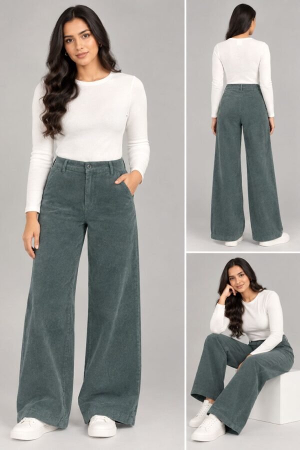 WIDE LEG FEMME VELOURS COTELE