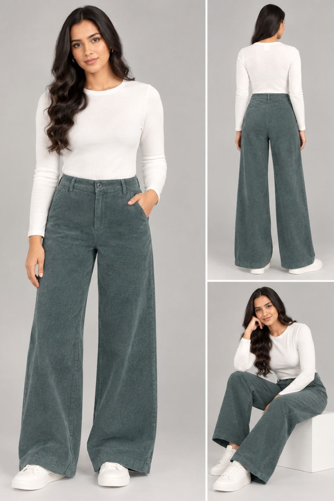 WIDE LEG FEMME EN VELOURS COTELE – Image 3