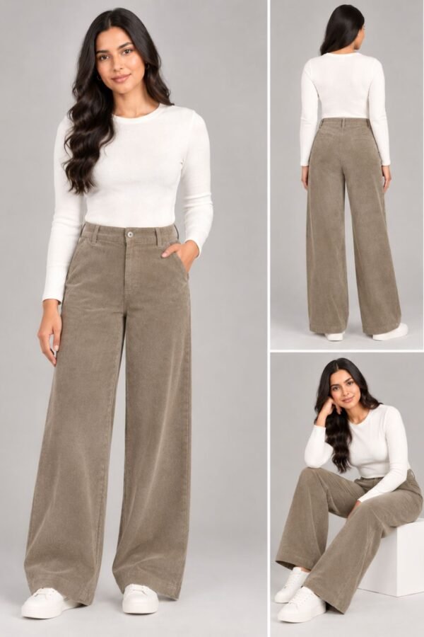 WIDE LEG FEMME M VELOURS COTELE