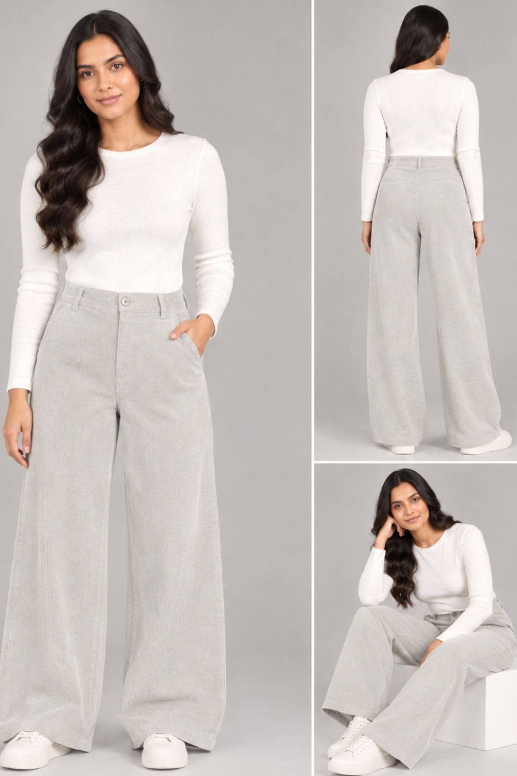 WIDE LEG FEMME EN VELOURS COTELE